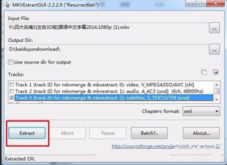 教你用Mkvextractgui提取MKV视频音轨字幕方法