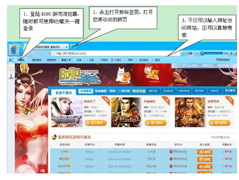 图：8090浏览器新手使用帮助