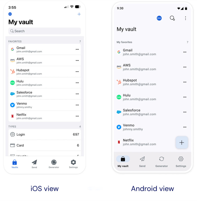 图：开源密码管理器Bitwarden for Android/iOS新版发布 全新界面流畅体验